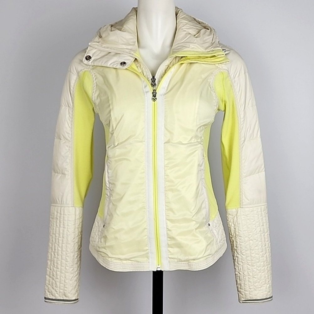 Lululemon Run Bundle Up Down Jacket Hooded Clarity Yellow Polar Cream Size 6